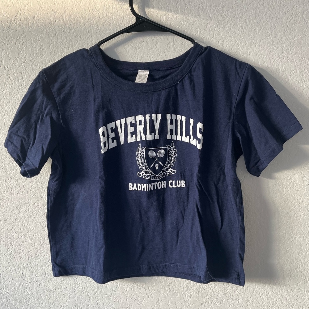 Navy Blue Graphic Tee Size XS Cropped